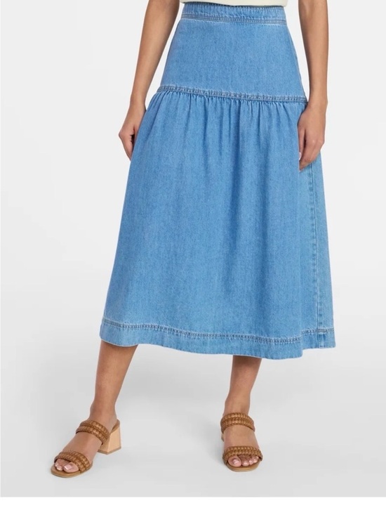 Time and Tru Dresses & Skirts - Time and Tru light blue softdenim A line midi skirt